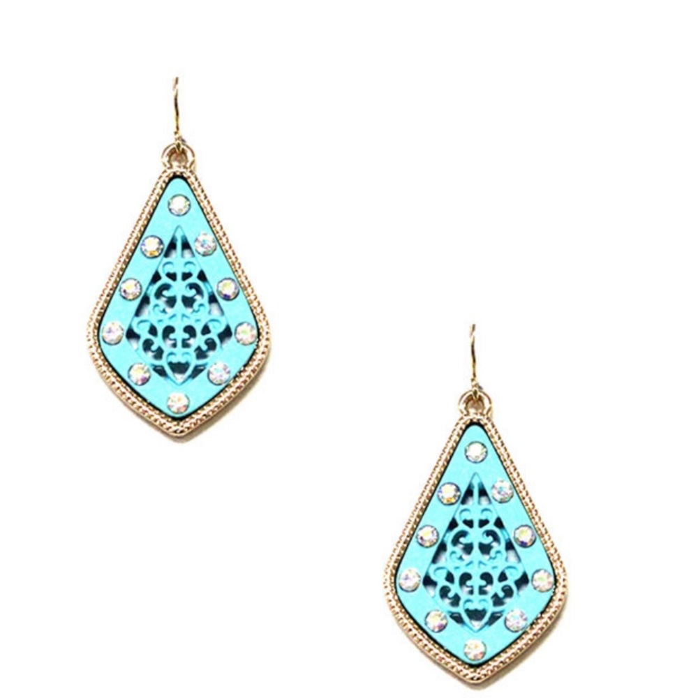 Stencil Rhinestone Embedded Earring